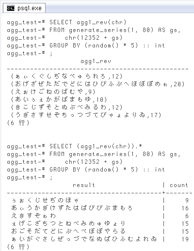 Postgresqlで複数列を返す集約関数を作るテンプレート